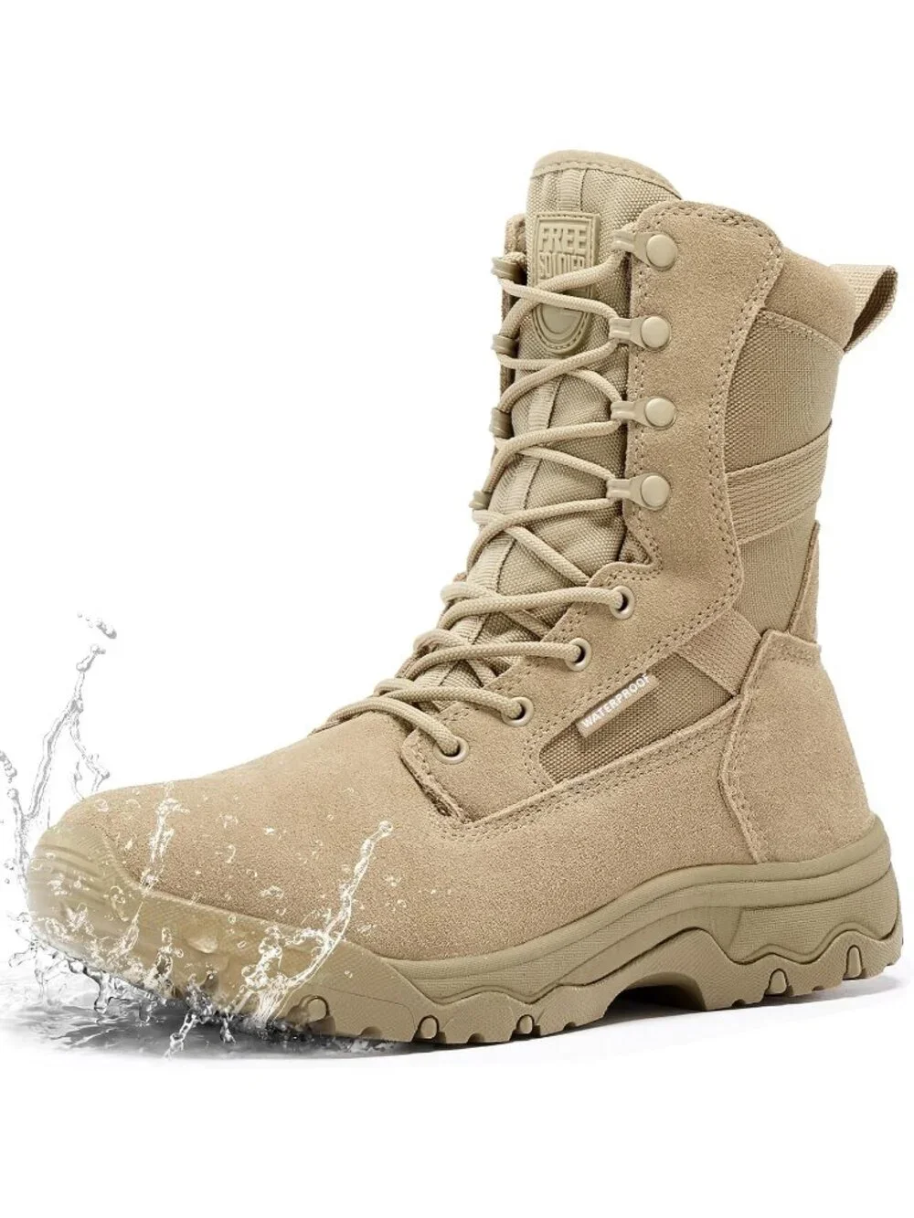 Men's Dark Tan Combat Boots Durable Suede Leather Military Boot Desert Boot